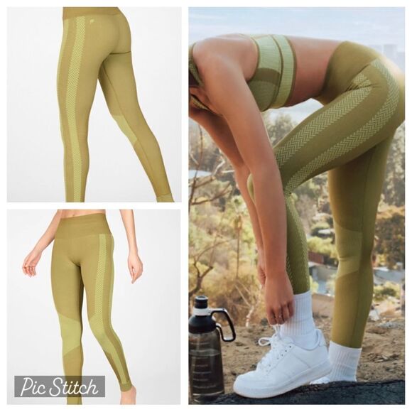 Fabletics Wm’s Sz Sm Thyme Mint High Waisted Seamless Compression Check Leggings - Picture 2 of 4